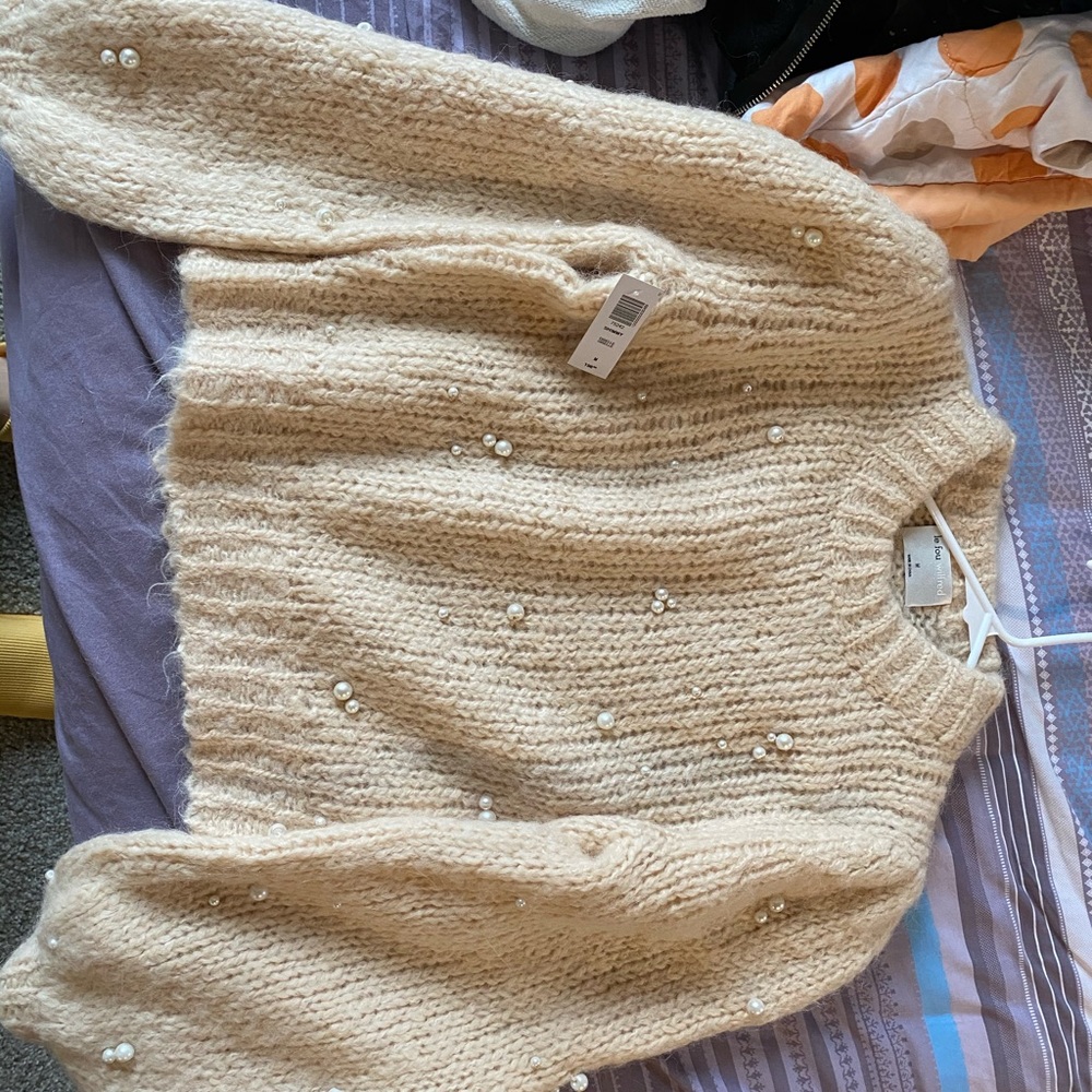 Aritzia brand new pearl embellished sweater